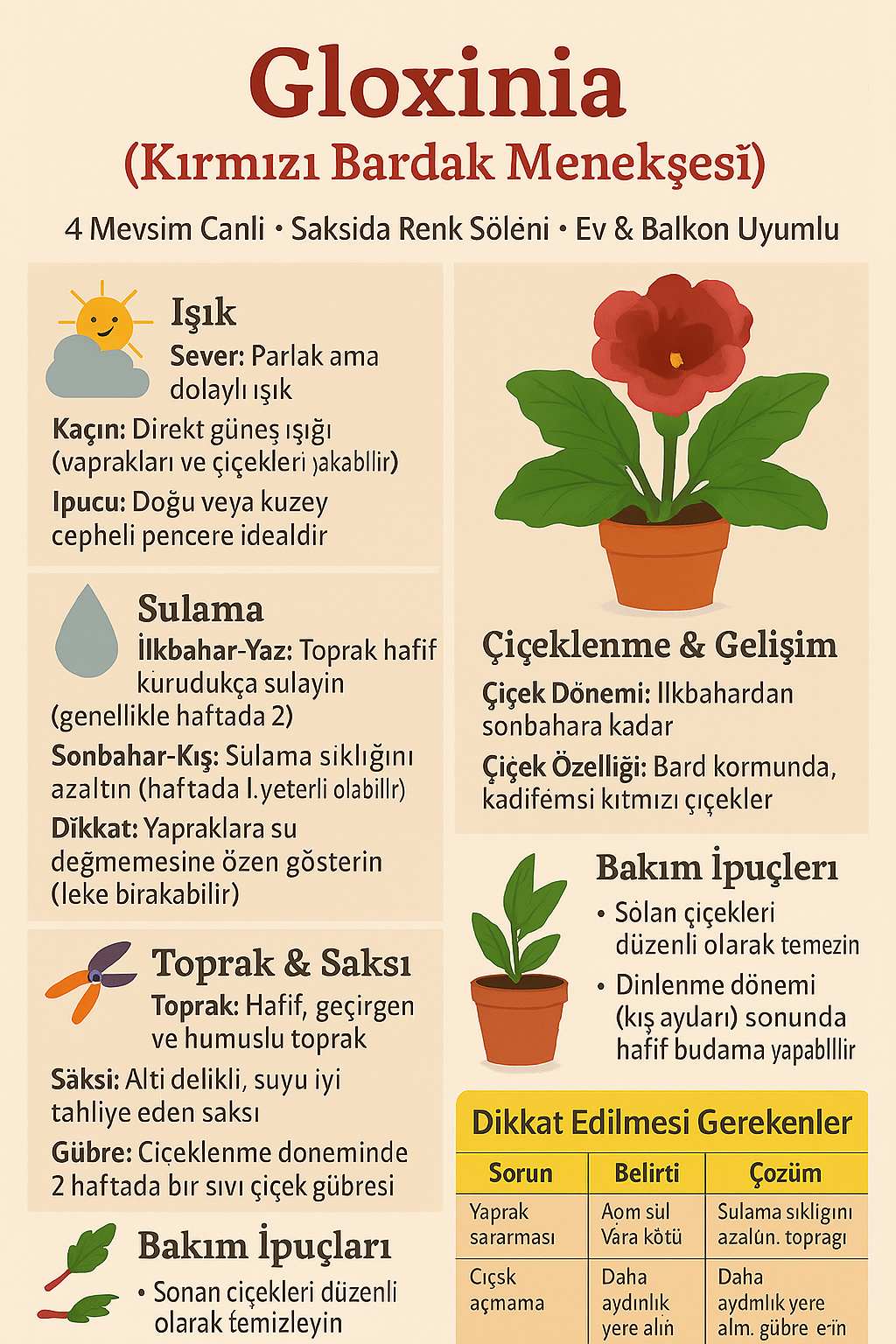 Kırmızı Bardak Menekşesi Saksıda – Gloxinia | Zarif ve Canlı Çiçek