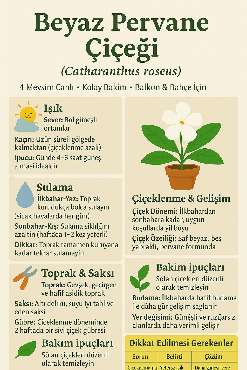 Saksıda Beyaz Pervane Çiçeği – Catharanthus Roseus | 4 Mevsim Kalıcı