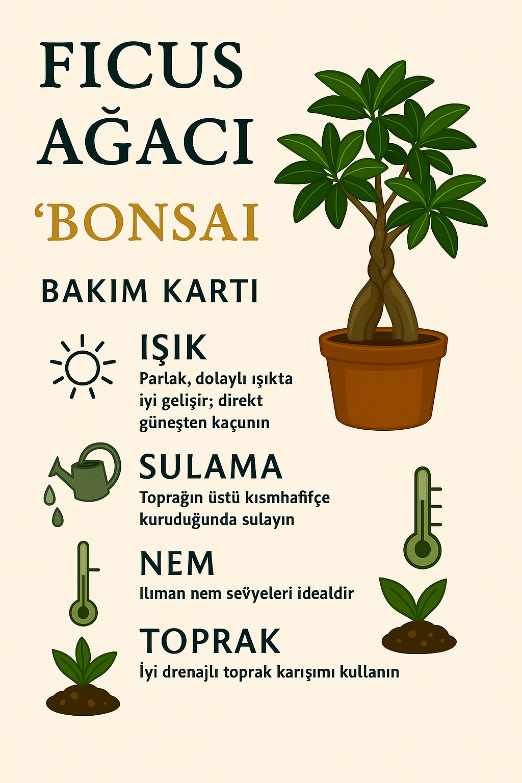 Ficus Ginseng Bonsai – Büyük Boy, Iç Mekan Dekoratif Bitki