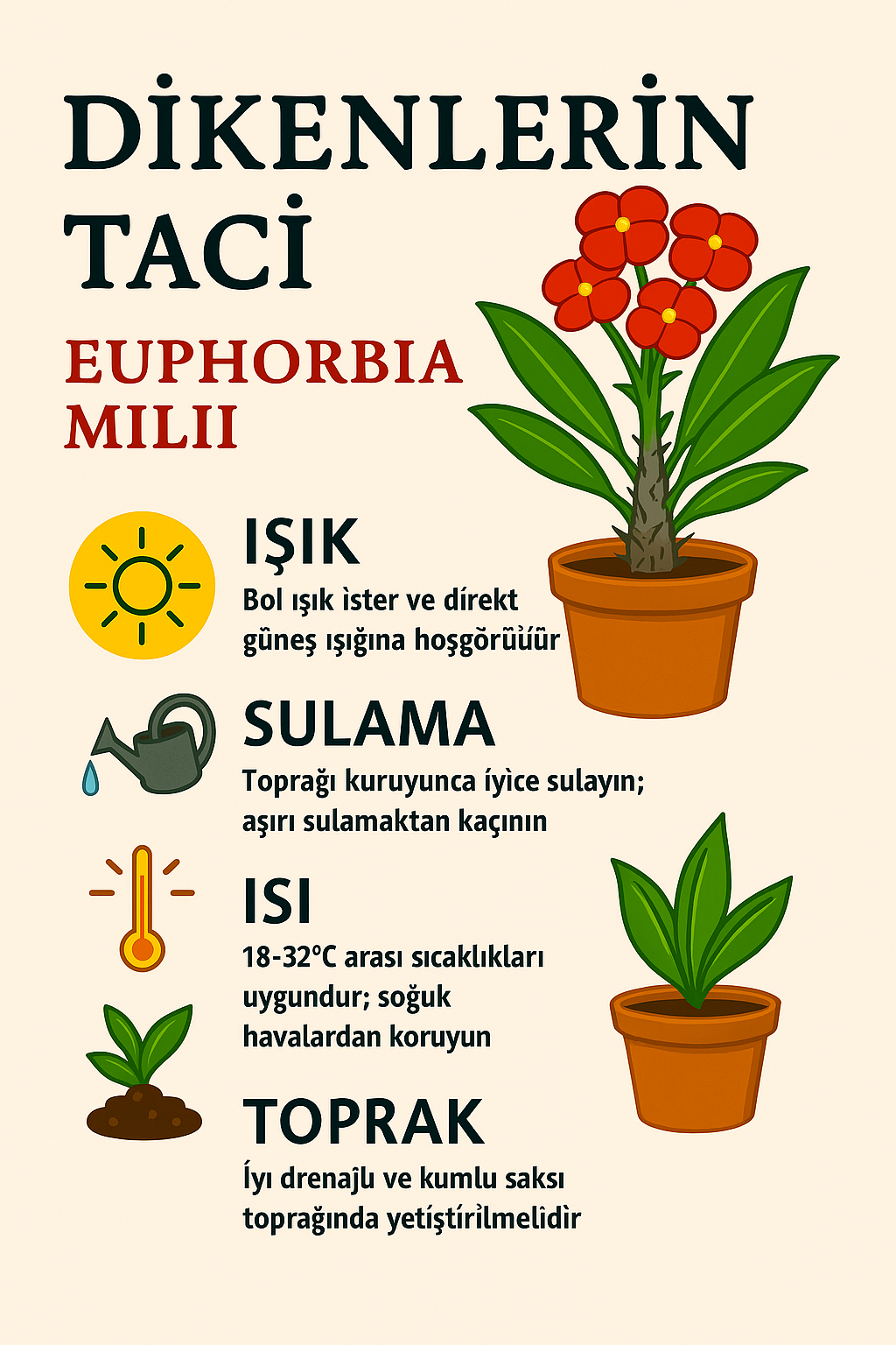Dekoratif Dikenler Tacı – Euphorbia Milii | Zarif İç Mekan Bitkisi