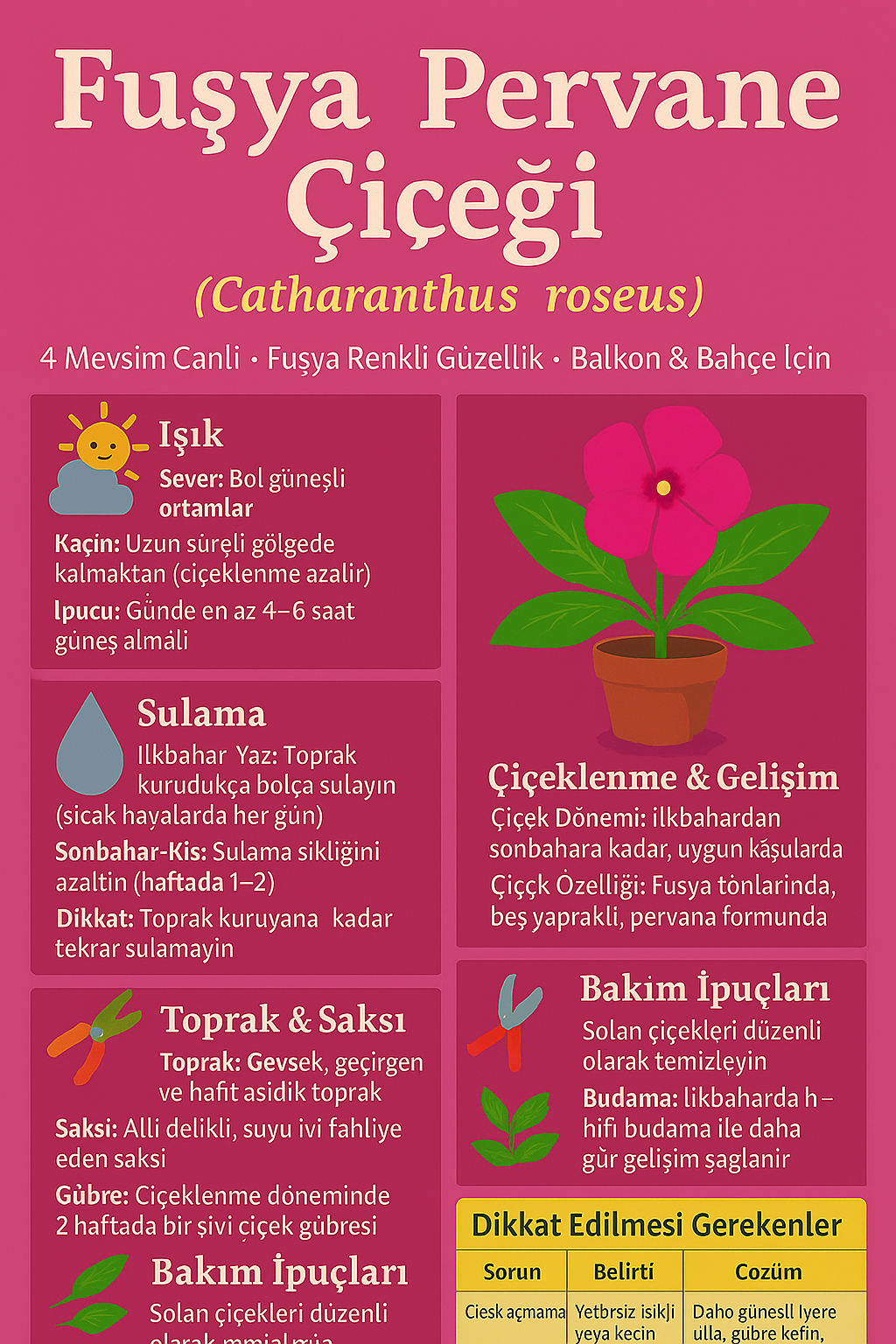 Saksıda Fuşya Pervane Çiçeği – Catharanthus Roseus | 4 Mevsim Kalıcı