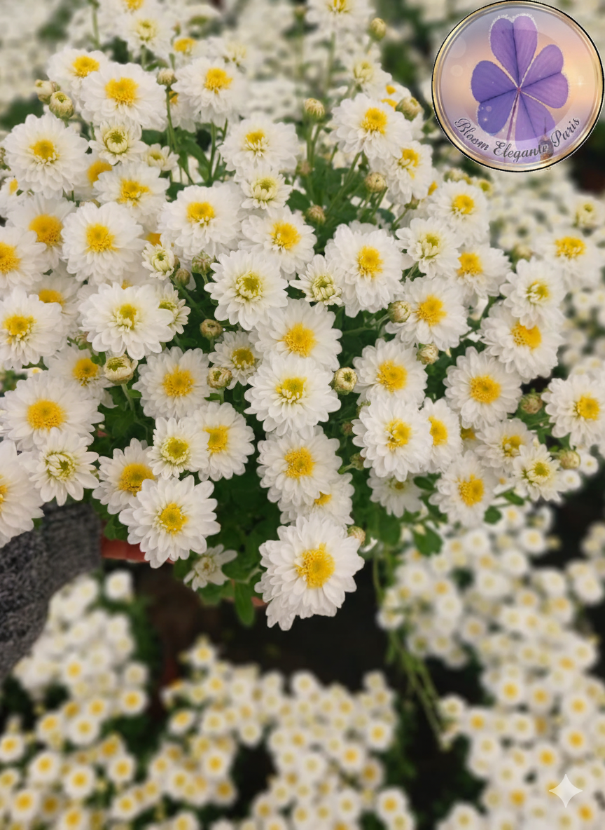 Yoğun Çiçekli Beyaz Kasımpatı Saksı Çiçeği | Krizantem