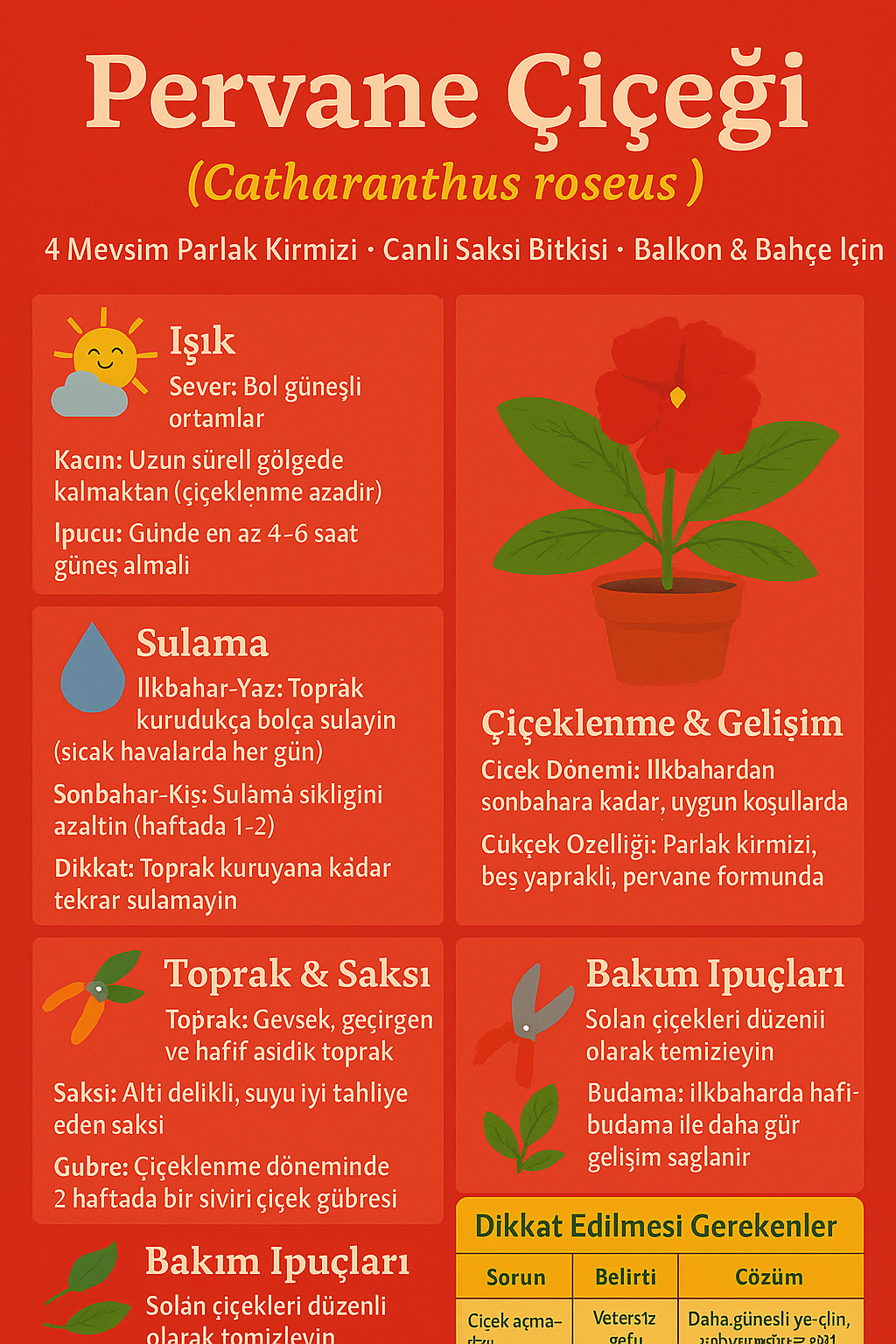 Saksıda Kırmızı Pervane Çiçeği – Catharanthus Roseus | 4 Mevsim Kalıcı