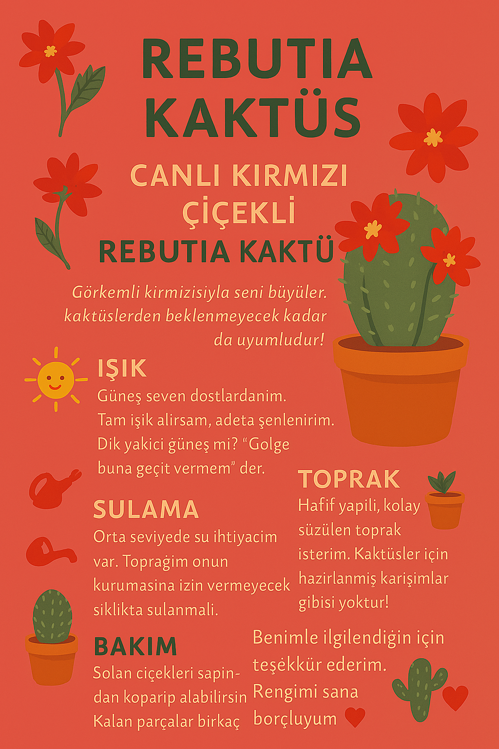 Kırmızı Çiçekli Rebutia Kaktüs – Şık ve Canlı Sukulent