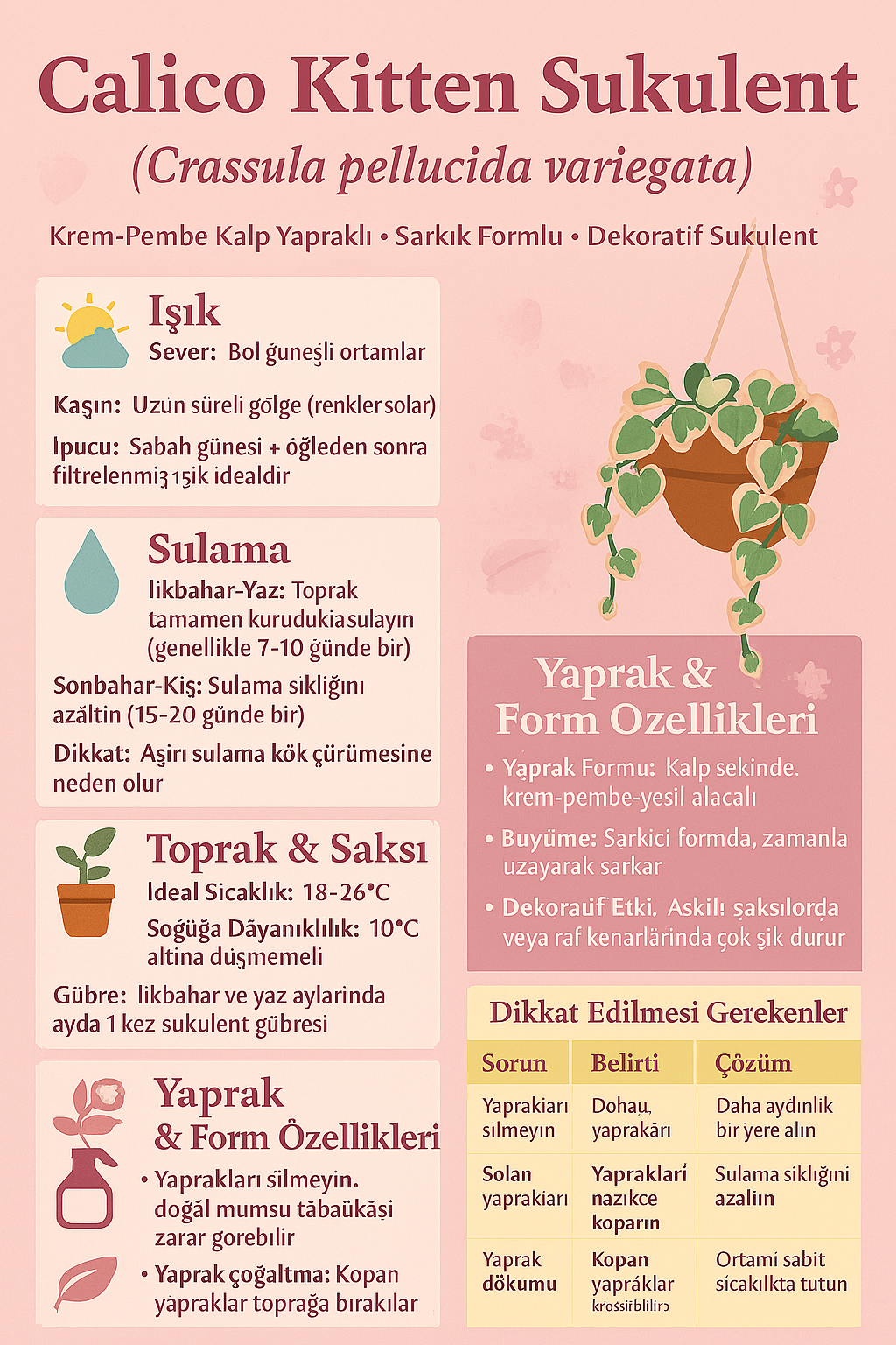 calico sukulent bakım kartı